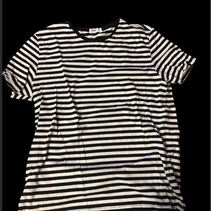 Astr Black and White Striped Men's Shirt